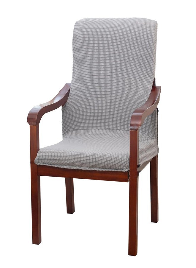 Deisy Dee Stretch Arm Chair Covers, Mid Century Chair Slipcovers, Accent Chair Covers (Sliver) - Image 1